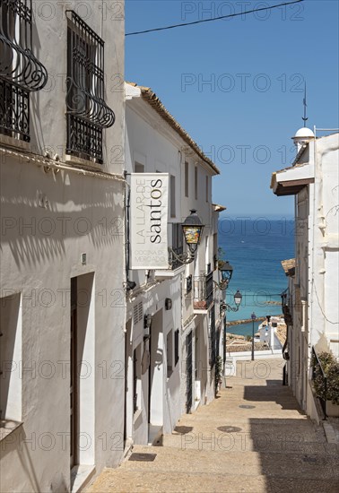 Narrow streets with white houses in Altea Old Town