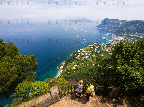 Tourists looking at the coast and Marina Grande