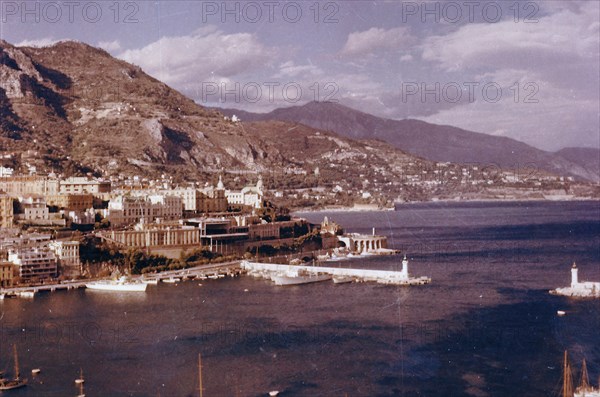 View from the Prince's Palace over the Port Hercule to Monte-Carlo with the Casino