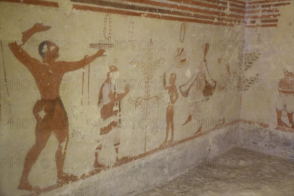 Tomba Cardarelli burial chamber with frescoes from the 6th century BC