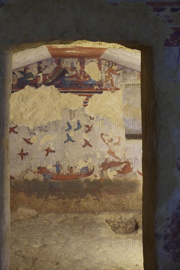 Tomba della Caccia e Pesca tomb of hunting and fishing with frescoes from the 6th century BC