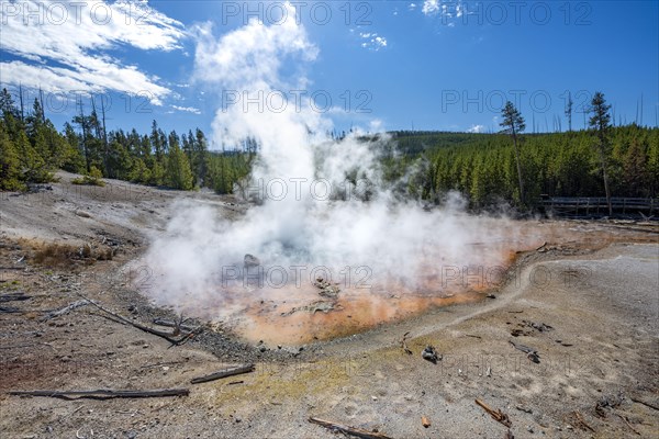 Steaming hot spring