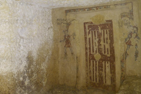 Tomba dei Caronti burial chamber with frescoes from 150