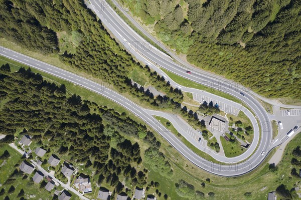 Camou rest area in a hairpin bend on the A13 motorway