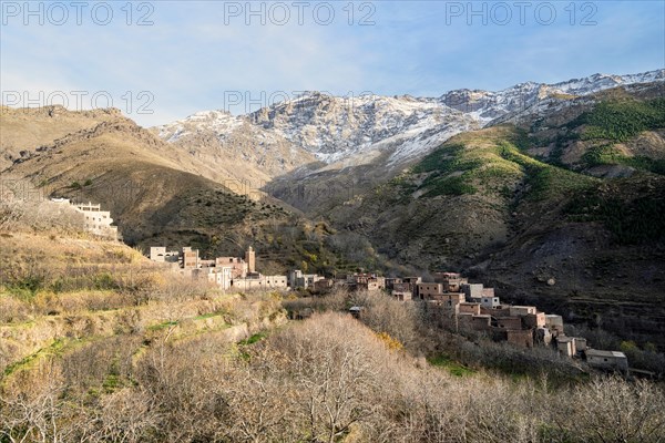 Small berber village located high in Atlas mountains