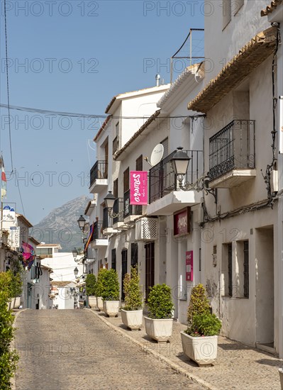 Narrow streets with white houses in Altea Old Town