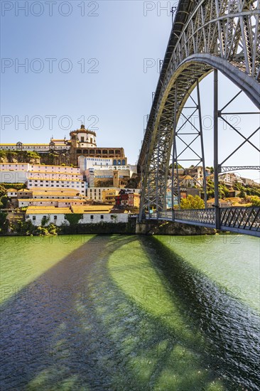 Beautiful iron Dom Luis I bridge over Douro river in Porto