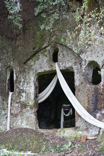 Etruscan tombs carved in tufa