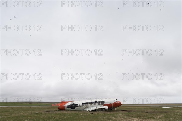 Emergency-landed American Air Force transport aircraft Douglas R4D-6 41-50187