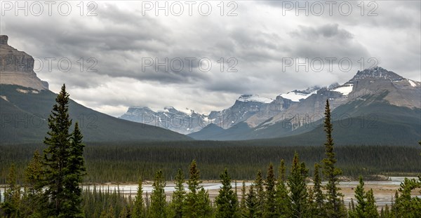 View of snow-capped mountain peaks