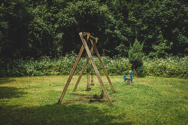 Playground for children in the forest park