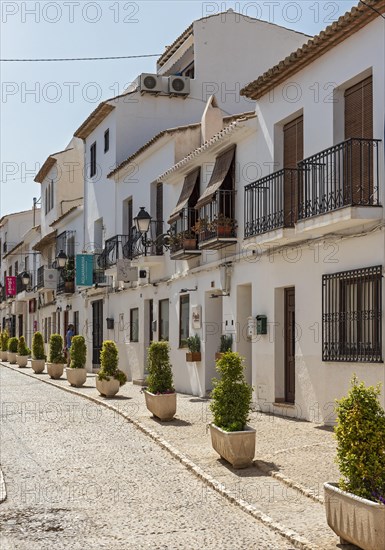 Narrow streets with white houses in Altea Old Town