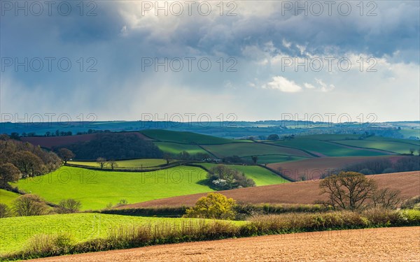 Dramatic clouds and sky over fields of Berry Pomeroy