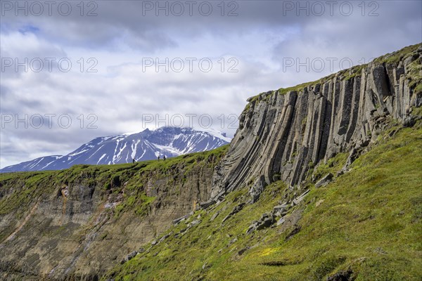 Basalt rocks and Snaefell in the background