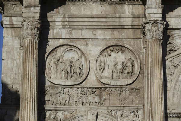 Hadrianic Tondi and Constantinian Frieze on the Triumphal Arch Arco di Costantino Constantine Arch
