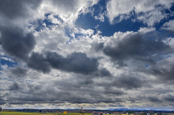 Dramatic cloud atmosphere at the edge of the Alps near Munich