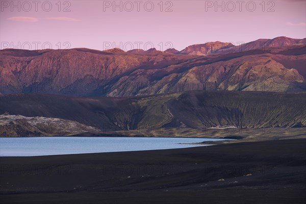 Lake and mountains in the evening light