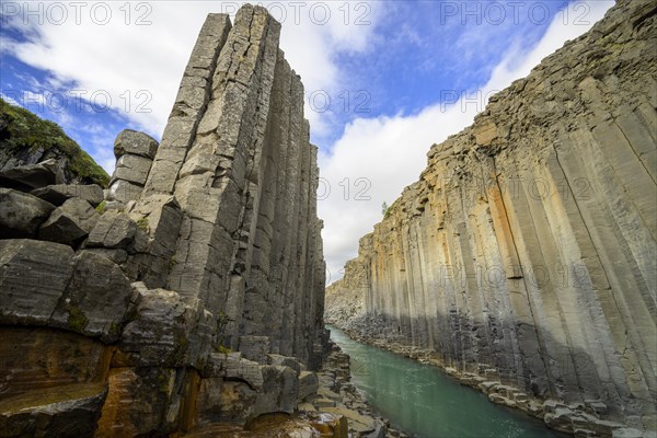Basalt columns in Stuolagil Canyon