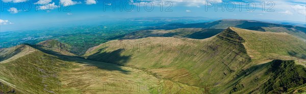Panorama from Pen y Fan on the Cribyn