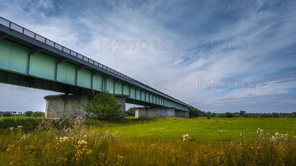 View from the bottom of the 'Knybawski Bridge' over the Vistula River. Tczew