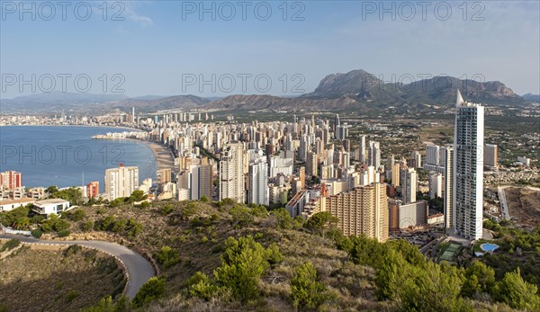 Skyscrapers of Benidorm as seen from La Creu (Cross) mountain