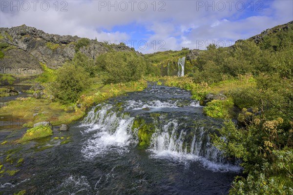 Waterfalls in the green oasis of Gjain