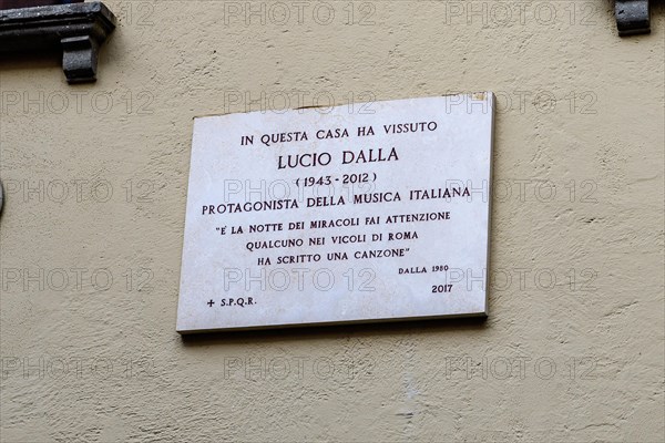 Commemorative plaque for musician Lucio Dalla