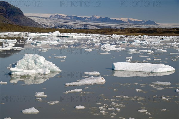 Pieces of ice in a lake