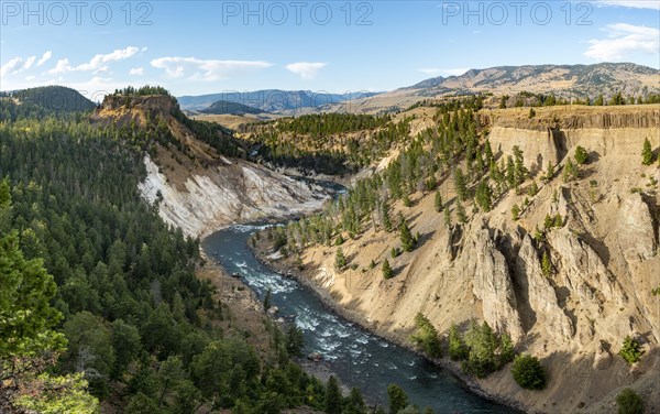 View from Calcite Springs Overlook on Canyon with Yellowstone River