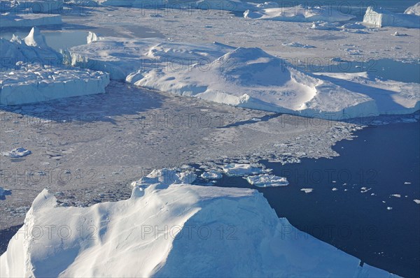 Aerial view of giant icebergs