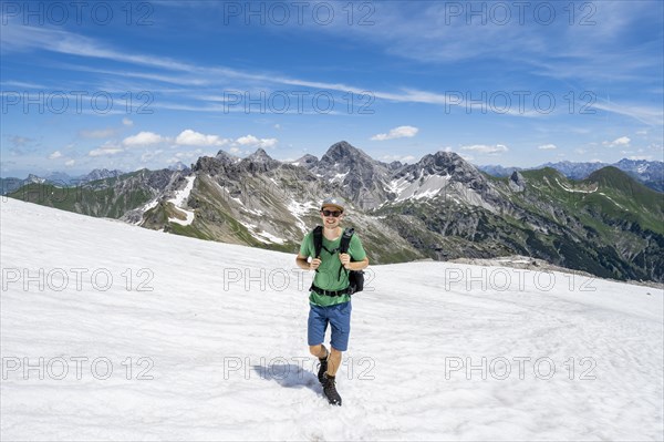 Hiker on a snow field