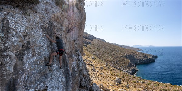 Climbing on a rock face