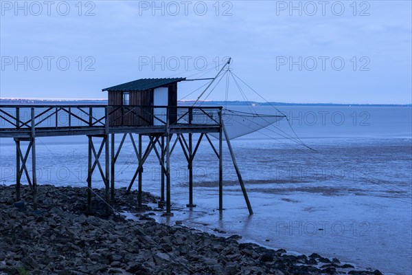 Jetty with hut and fish trap