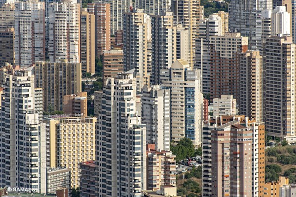 Skyscrapers of Benidorm as seen from La Creu (Cross) mountain