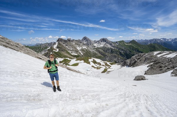 Hiker on a snow field