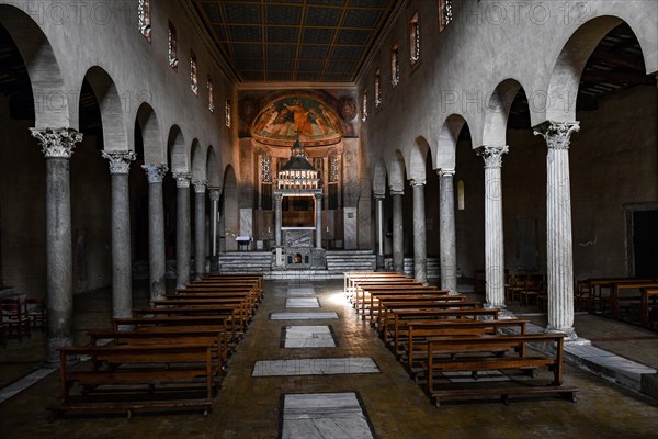 Nave of 7th century church of San Giorgio al Velabro
