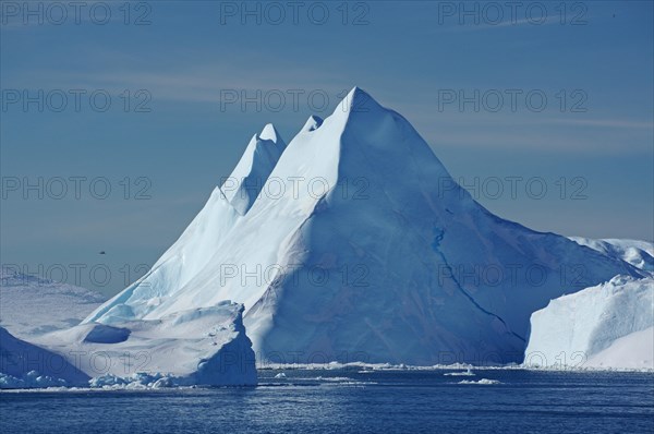 Huge icebergs and drift ice