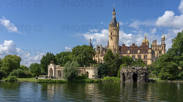 Panorama of the castle at Schwerin Inner Lake