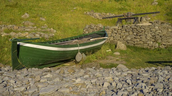 Old rowing boat built 1941 and winch