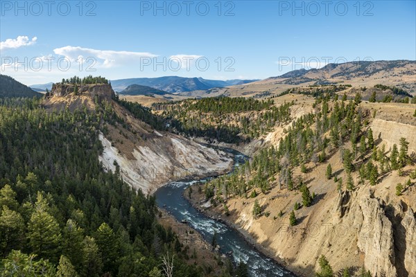 View from Calcite Springs Overlook on Canyon with Yellowstone River