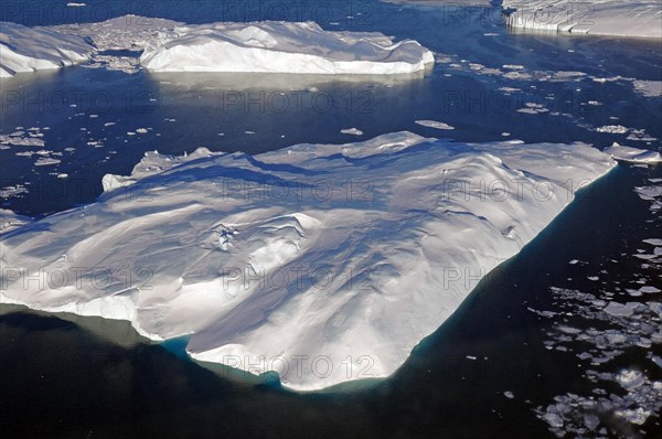 Aerial view of giant icebergs