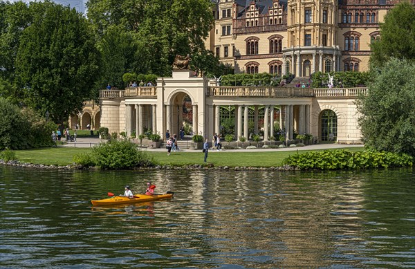 Panorama of the castle at Schwerin Inner Lake