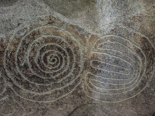 Rock engraving on Neolithic passage grave