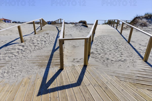 Wooden walkway on the beach Costa Nova