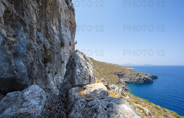 Climbing on a rock face