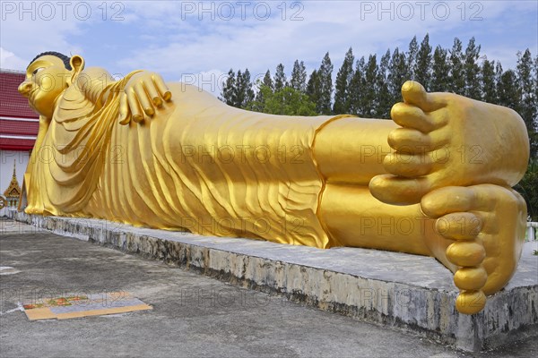 Lying golden Buddha