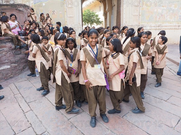 Group of happy school children