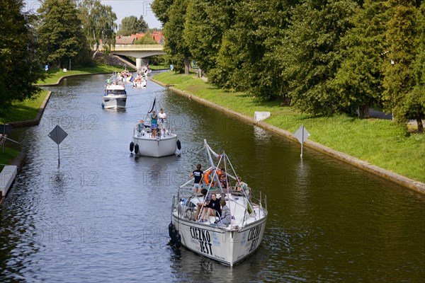 Boats on canal between Lake Kisajno and Lake Niegocin