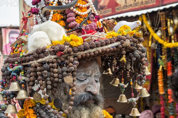 Sadhu covered with white ashes