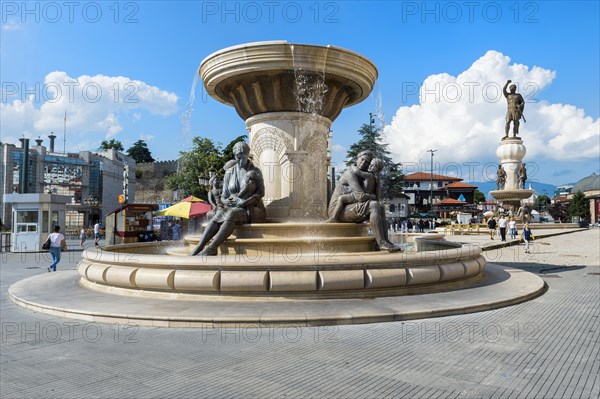 Fountain of Olympias Monument and Statue of Philip II of Macedonia